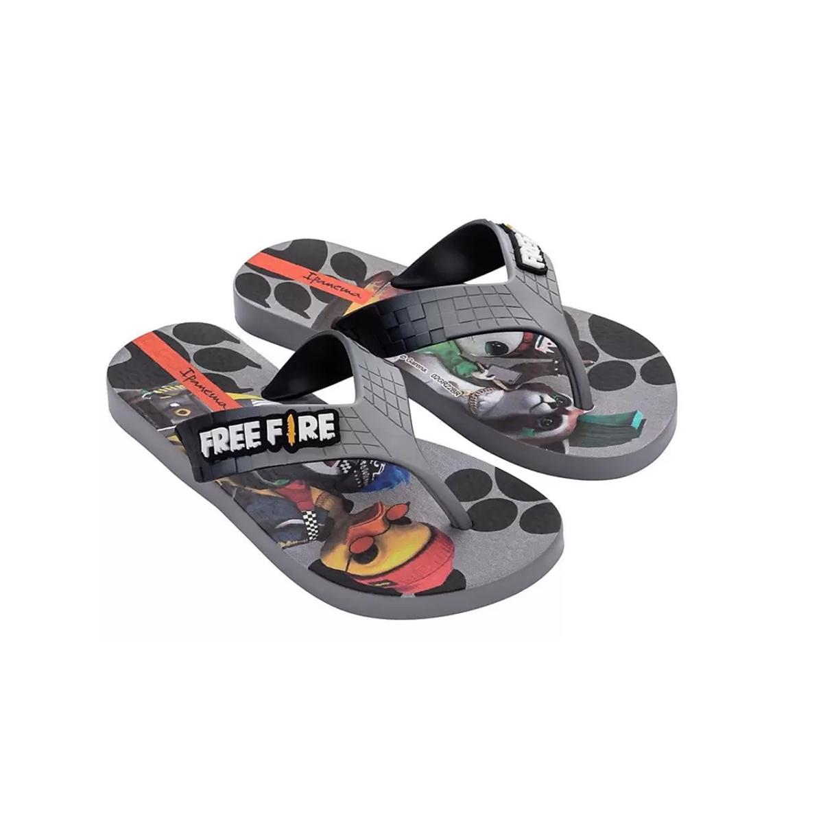 Imagem 2 do produto Chinelo Infantil Free Fire Cinza/Preto Ipanema