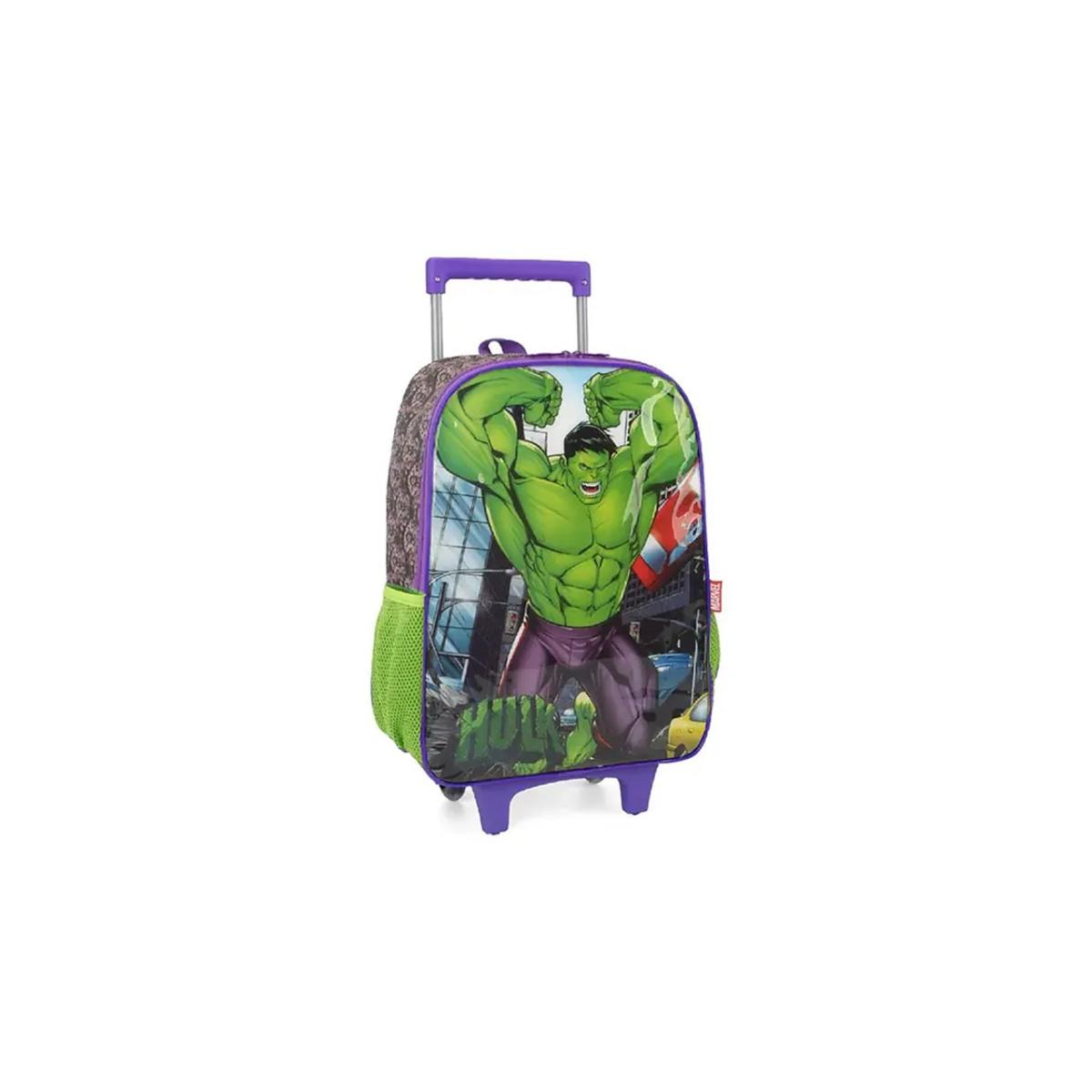 Imagem 2 do produto Mochila Escolar Rodinha Hulk Marvel Verde Luxcel