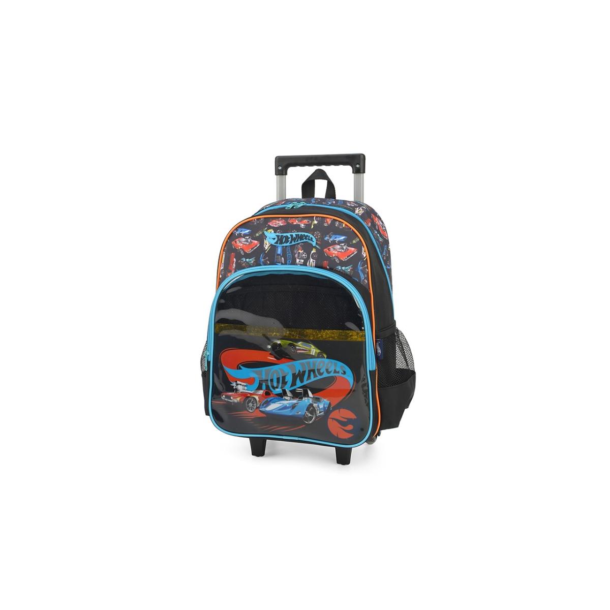 Imagem 2 do produto Mochila Escolar Rodinha Hot Wheels Preto/Azul Luxcel