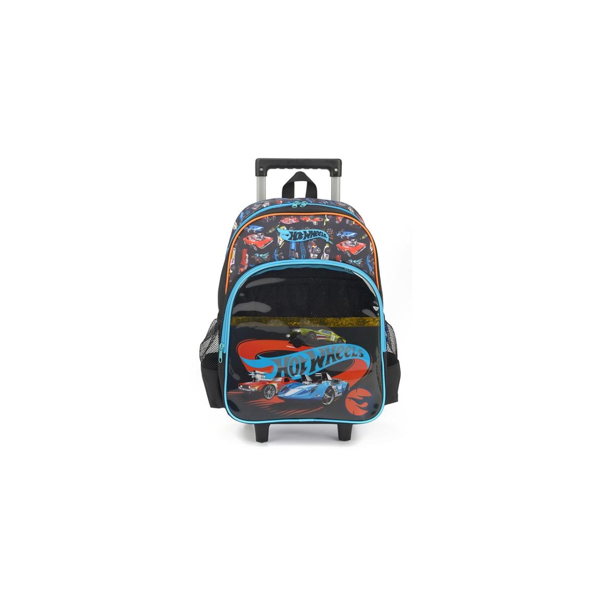 Imagem 1 do produto Mochila Escolar Rodinha Hot Wheels Preto/Azul Luxcel