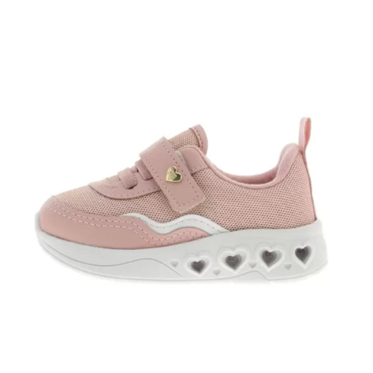 Imagem 2 do produto Tênis Infantil Rosa Corações Led Molekinha 
