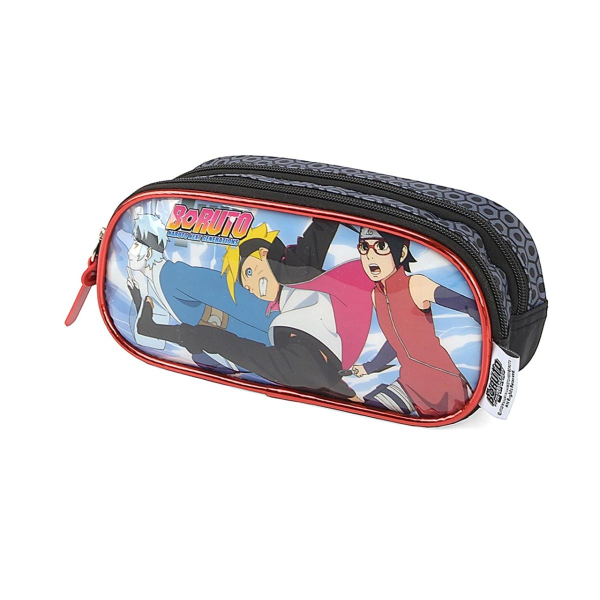 Imagem 2 do produto Estojo Escolar Masculino Boruto Preto/Vermelho Luxcel