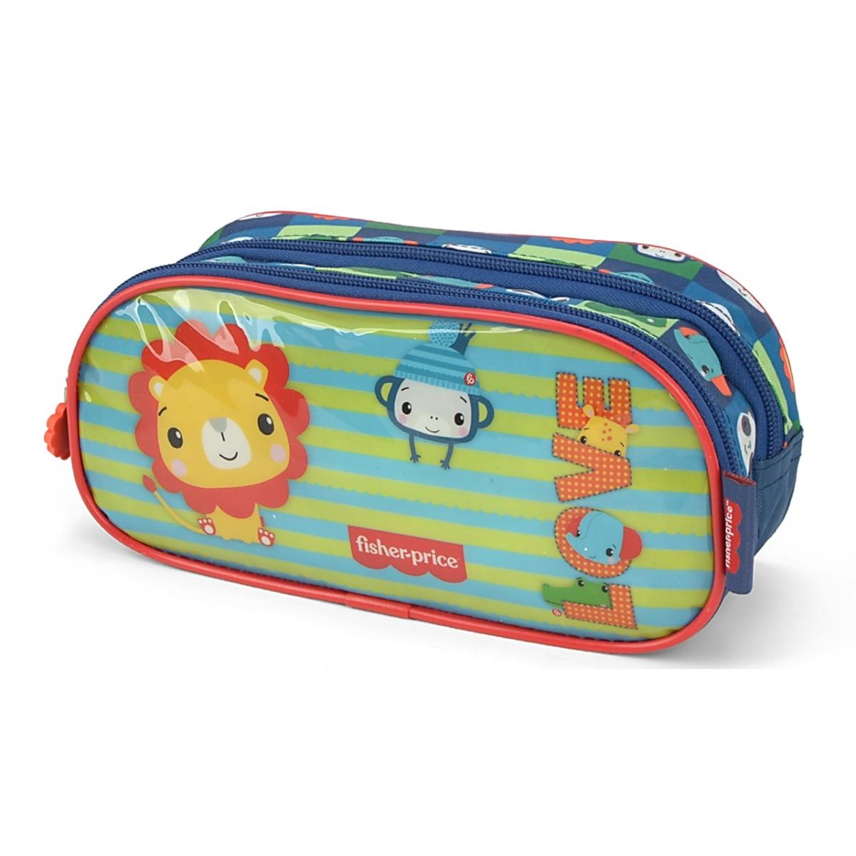 Imagem 2 do produto Estojo Escolar Duplo Leãozinho Marinho/Vemelho Fisher-Price
