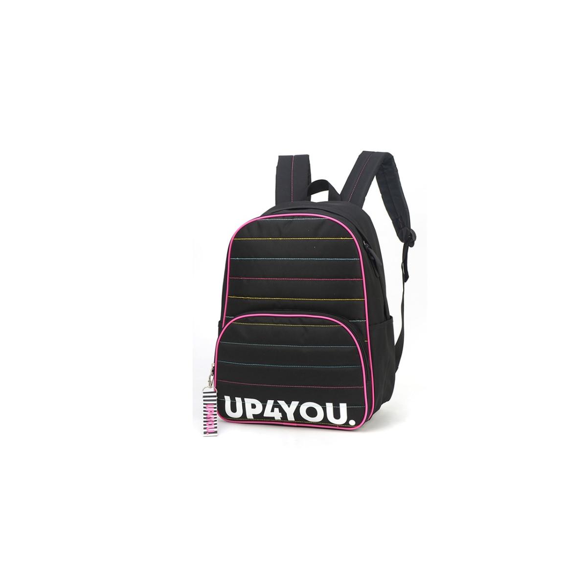 Imagem 2 do produto Mochila Juvenil Costas Feminina Preto/Rosa Up4you