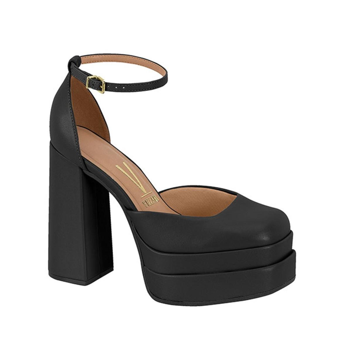 Imagem 1 do produto Sandalia Feminina Preto Meia Pata Salto Bloco Alto VIzzano 