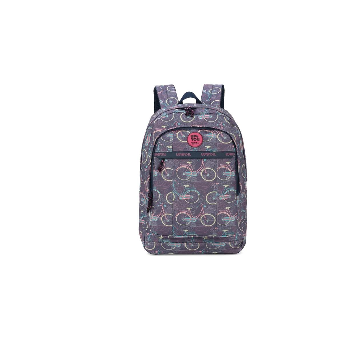Imagem 1 do produto Mochila Azul Juvenil Bicicletas Feminina Up4you