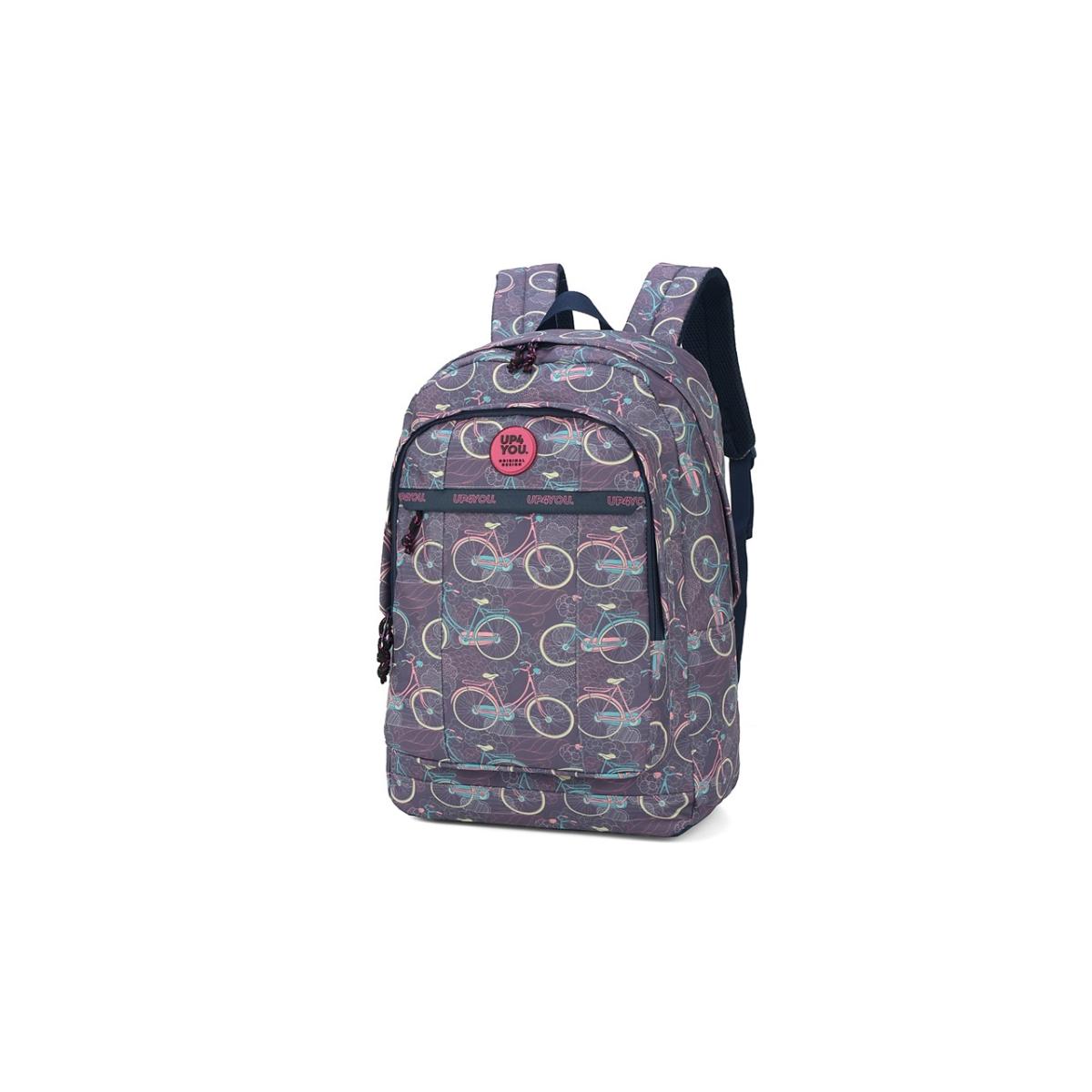 Imagem 2 do produto Mochila Azul Juvenil Bicicletas Feminina Up4you