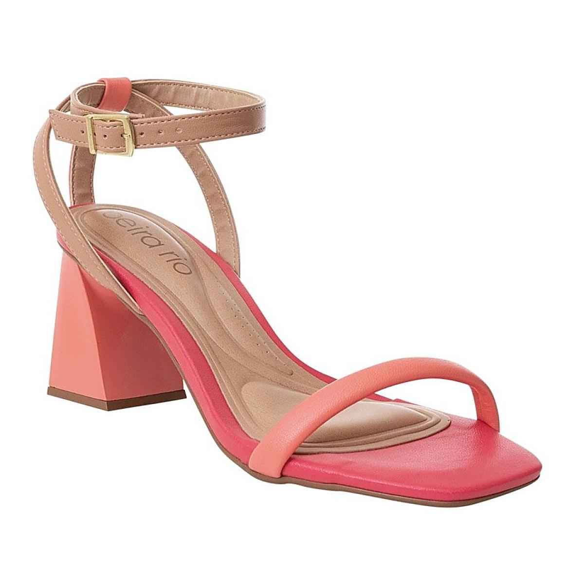 Imagem 1 do produto Sandalia Feminina Salto Medio Nude/Coral/Pink Beira Rio