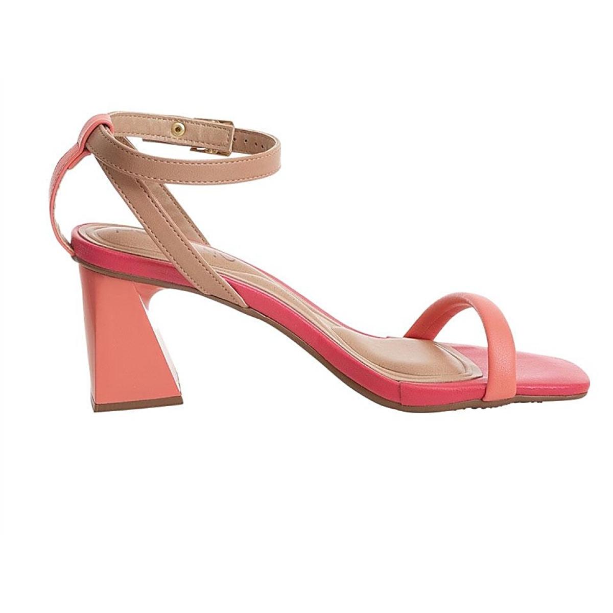 Imagem 2 do produto Sandalia Feminina Salto Medio Nude/Coral/Pink Beira Rio