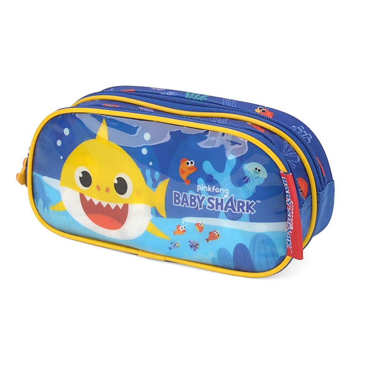 Imagem 3 do produto Estojo Infantil Baby Shark Duplo Azul/Amarelo Luxcel