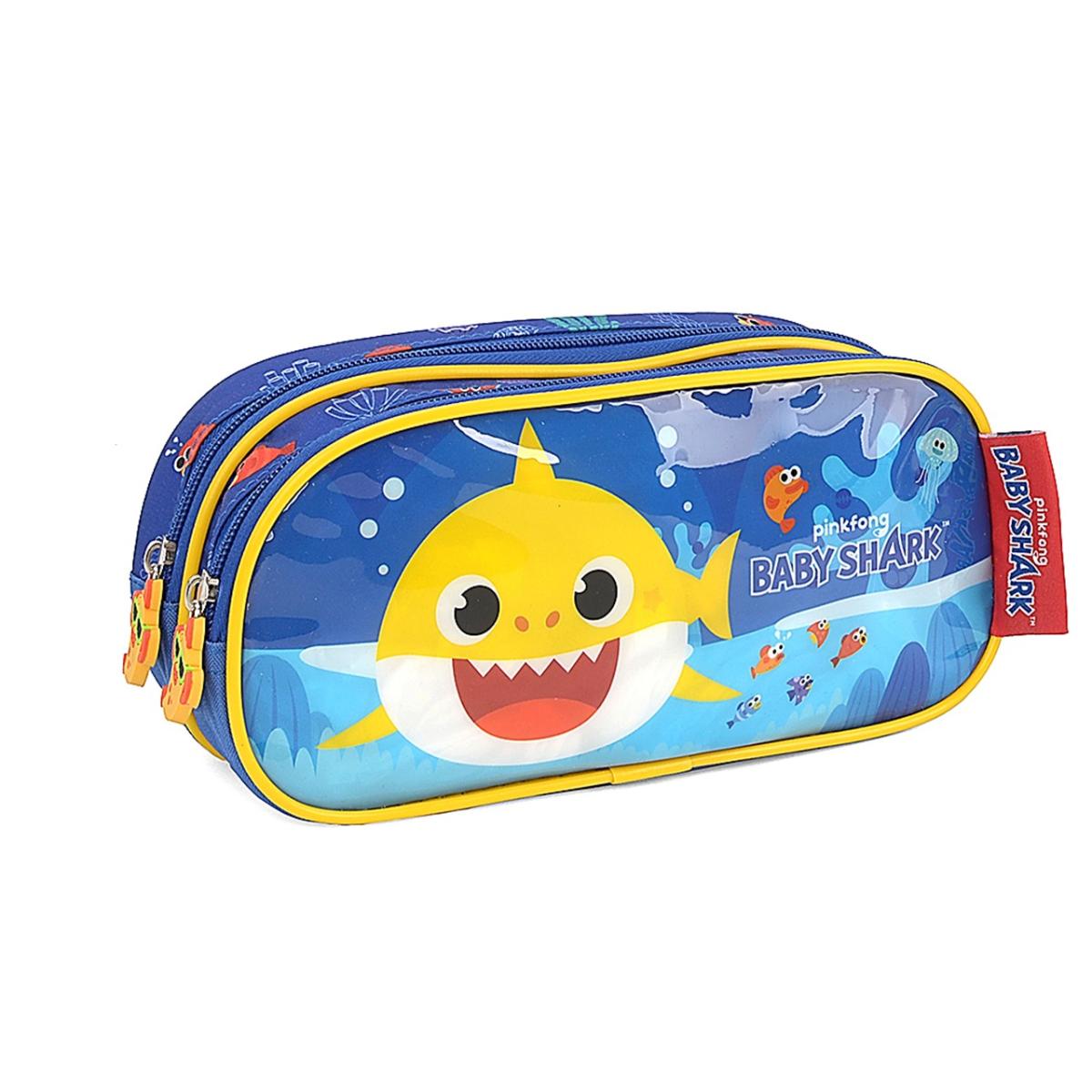 Imagem 4 do produto Estojo Infantil Baby Shark Duplo Azul/Amarelo Luxcel