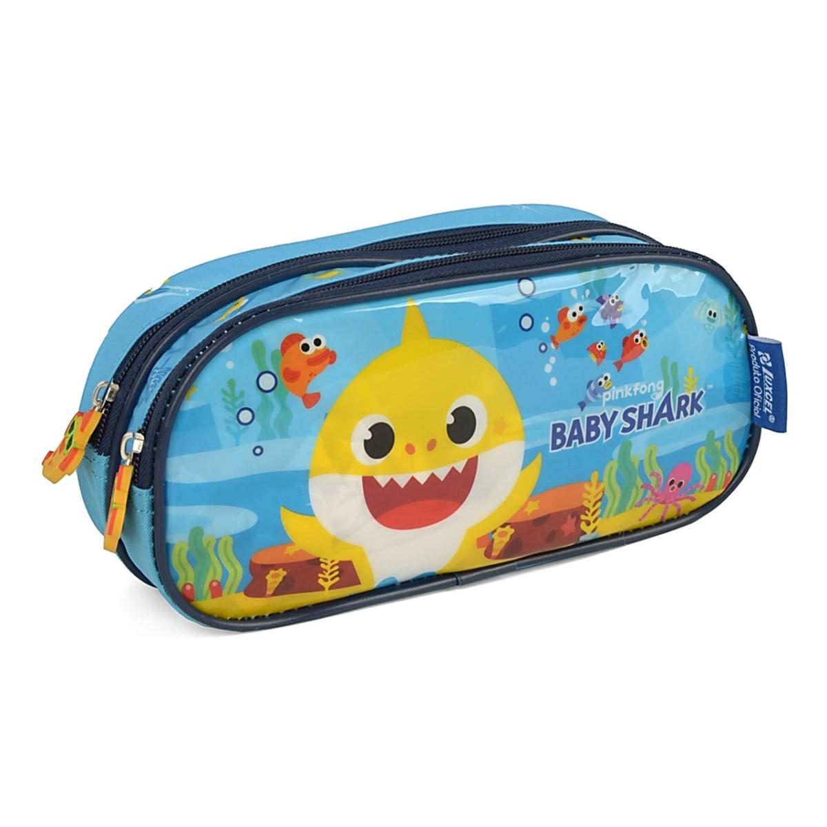 Imagem 3 do produto Estojo Infantil Baby Shark Duplo Azul Claro Luxcel