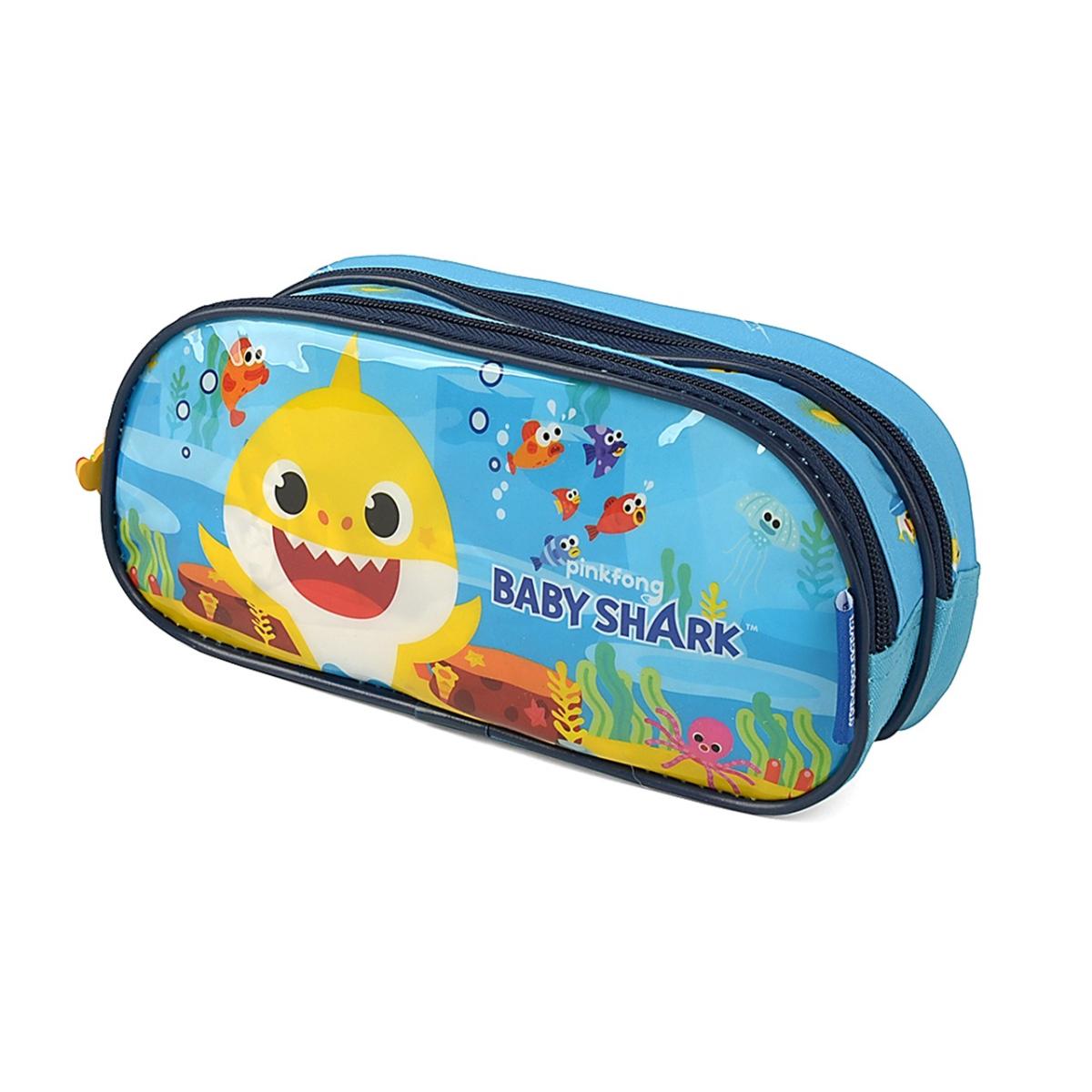 Imagem 2 do produto Estojo Infantil Baby Shark Duplo Azul Claro Luxcel