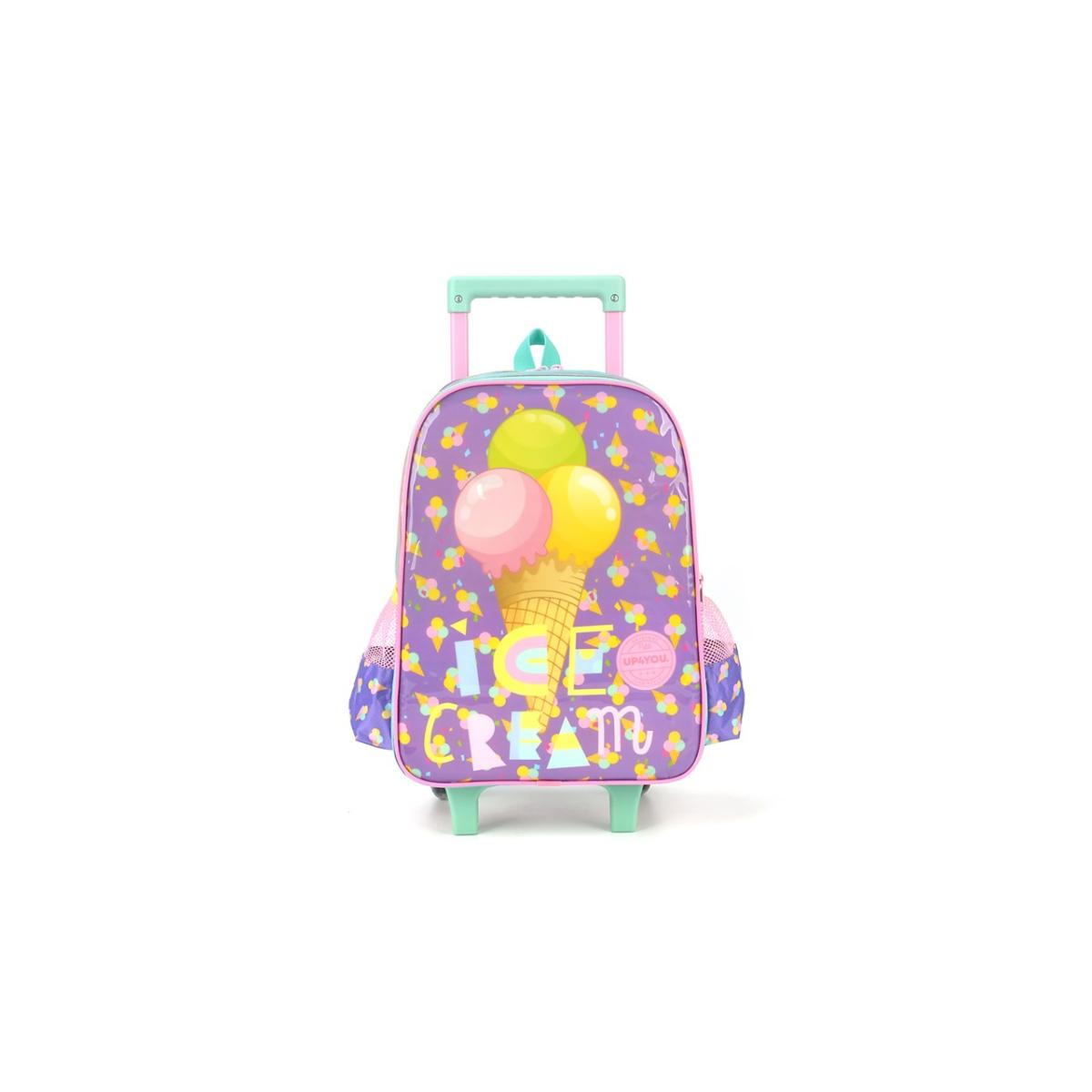 Imagem 1 do produto Mochila Escolar Feminina Ice Cream Rodinha Rosa/Verde Up4you