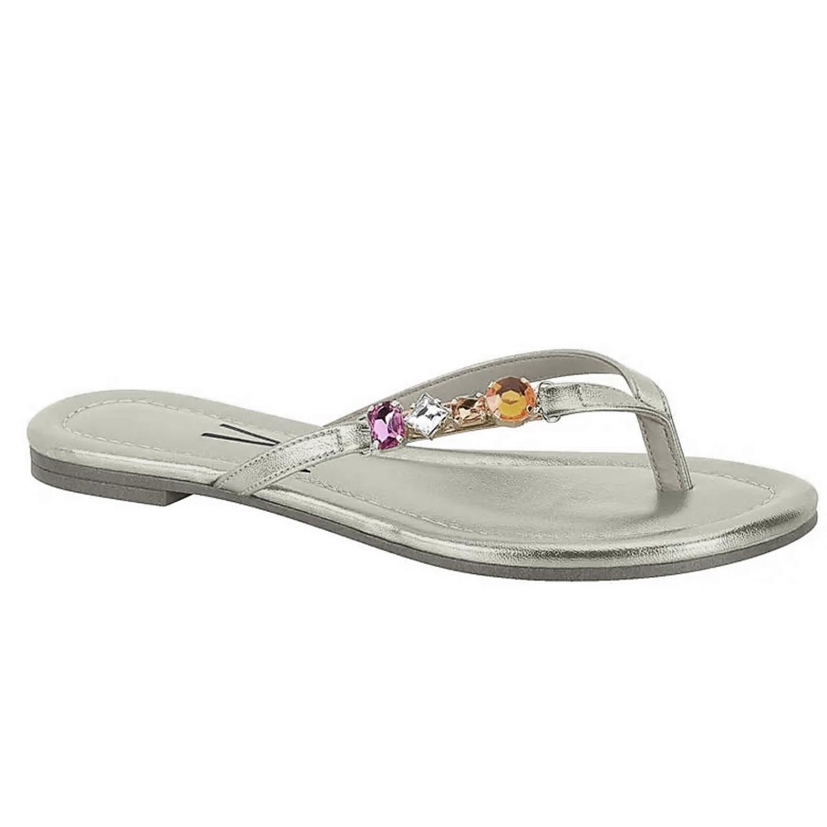 Imagem 1 do produto Rasterinha Feminina Metalizada Pedraria Prata Vizzano