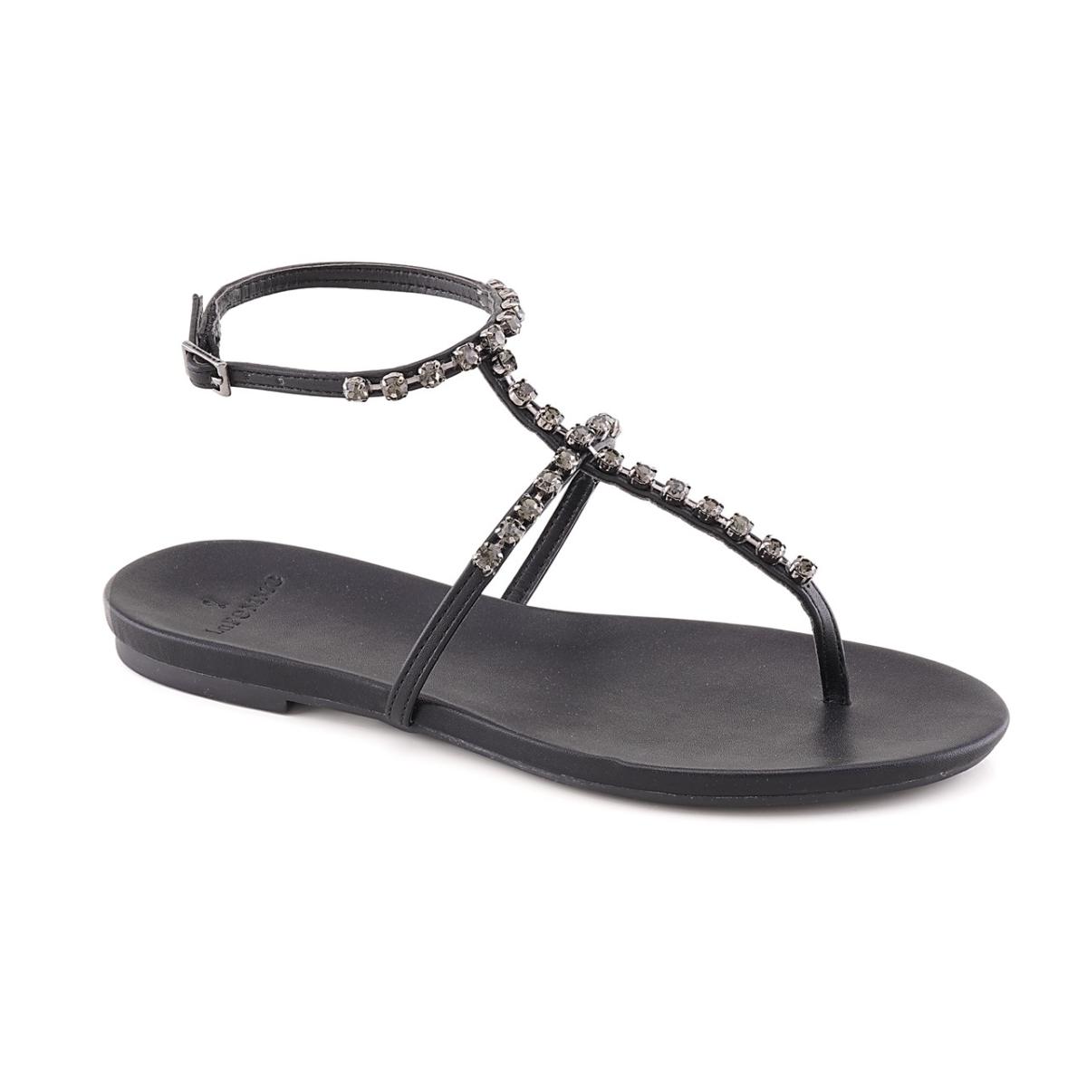 Imagem 1 do produto Sandália Rasteira Dedo Strass Preto La Femme