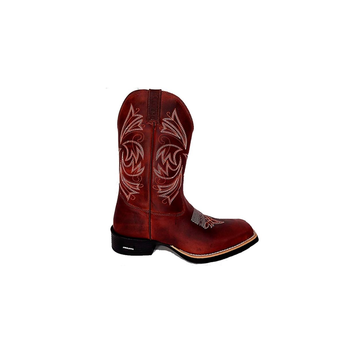 Imagem 1 do produto Bota Western Masculina Couro Bordada Telha Picolotto