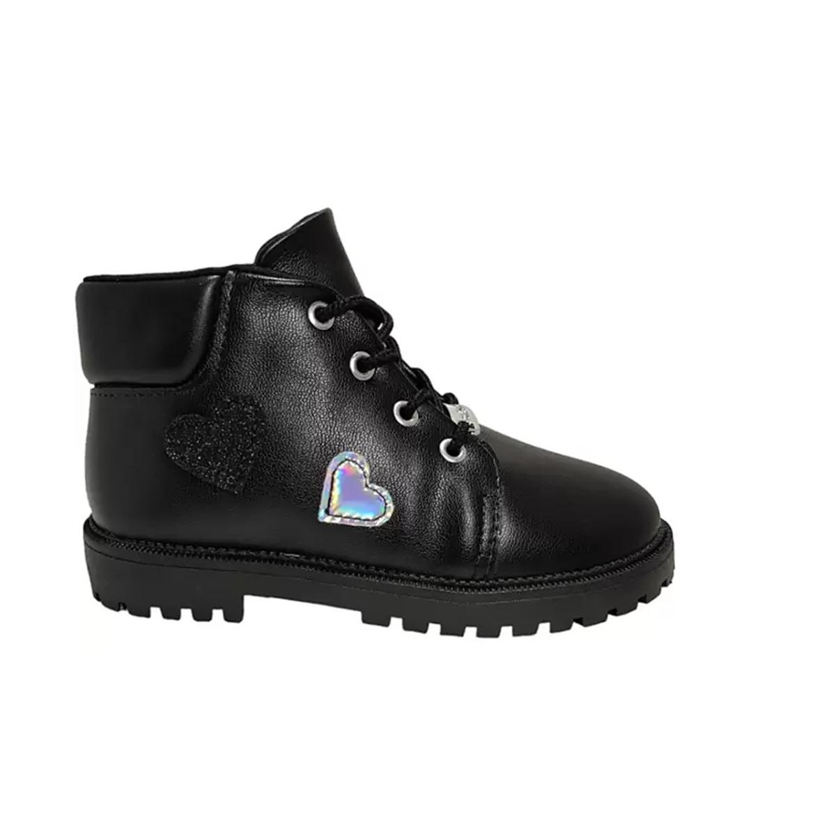 Imagem 1 do produto Bota Coturno Baby Corações/Glitter Preto Molekinha