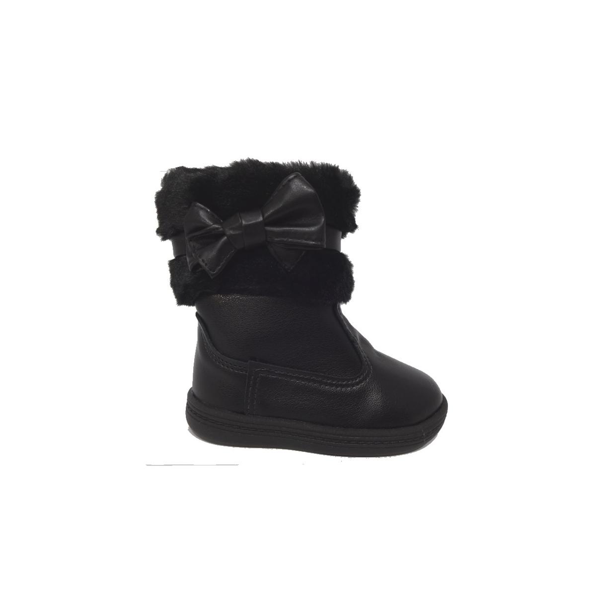 Imagem 1 do produto Bota Feminina Infantil Pelinho Laço Preta Molekinha