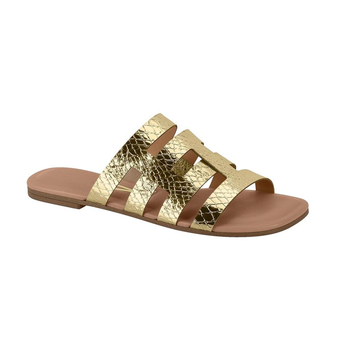 Imagem 1 do produto Rasteirinha Feminina Metalizado Serpente Ouro Vizzano