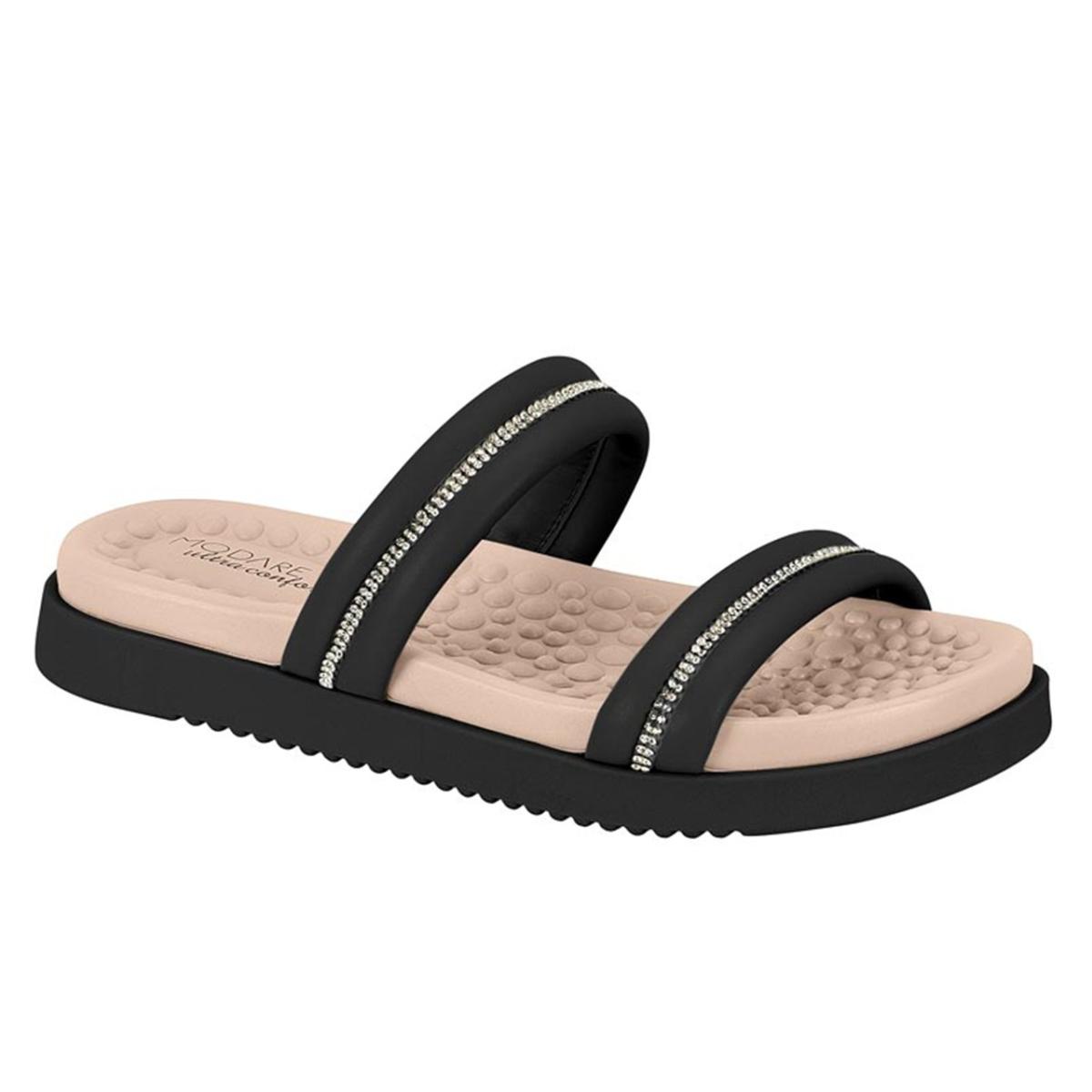 Imagem 1 do produto Tamanco Feminino Casual Ultraconforto Strass Preto Modare