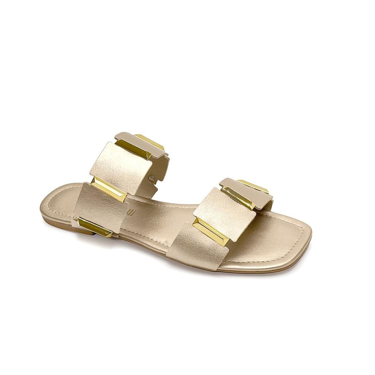 Imagem 1 do produto Sandália Rasteirinha Feminina Metalizada Santinelli 020385