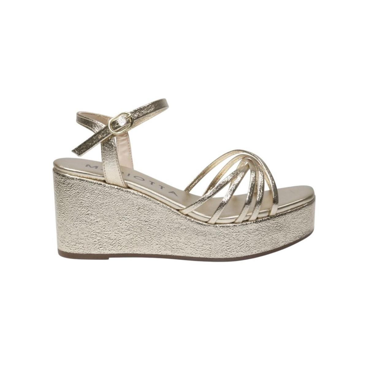 Imagem 1 do produto Sandália Anabela Metalizada Dourada Mariotta 022342