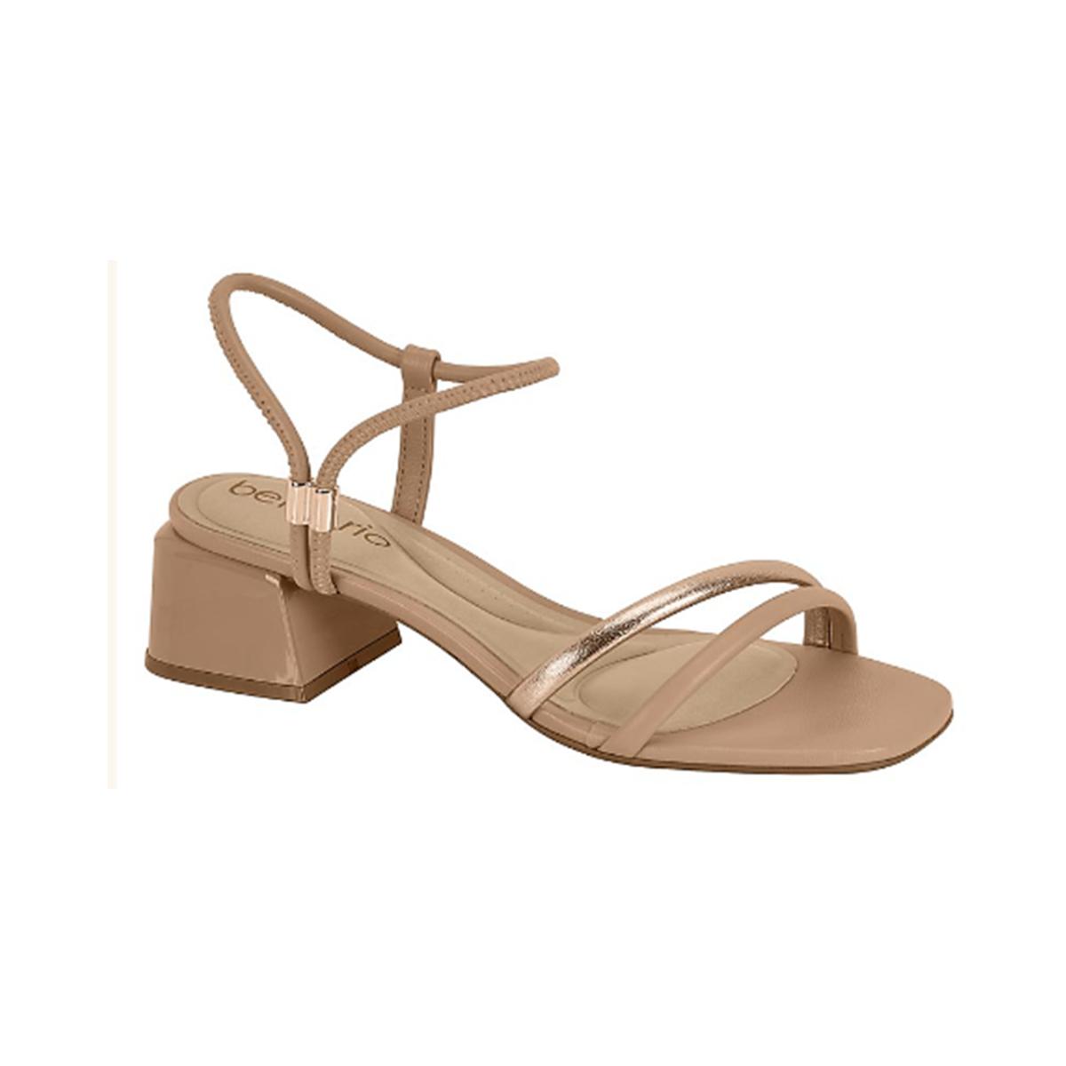 Imagem 1 do produto Sandália Salto Bloco Nude/Ouro Rosado Beira Rio 021292