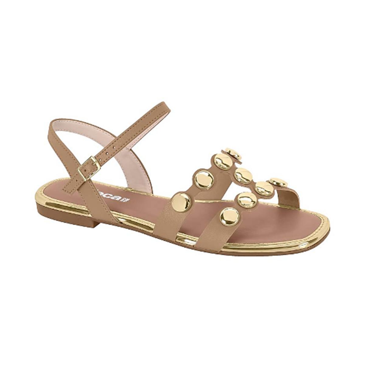 Imagem 1 do produto Sandália Feminina Nude Metal Glamour Moleca 021156