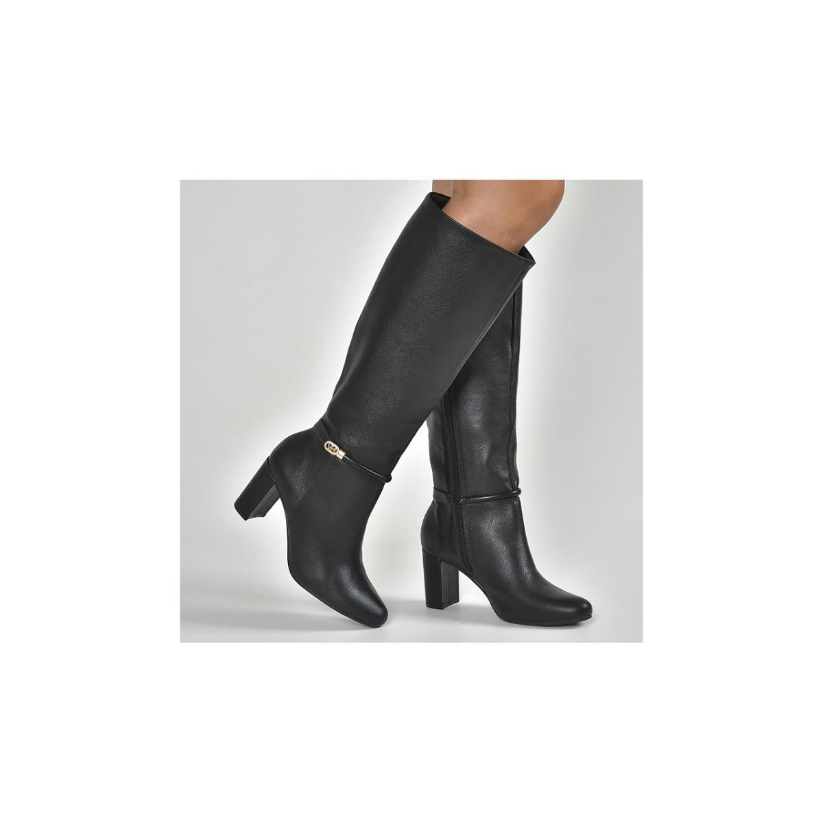 Imagem 4 do produto Bota Feminina Couro Cano Longo Salto Via Marte 021174