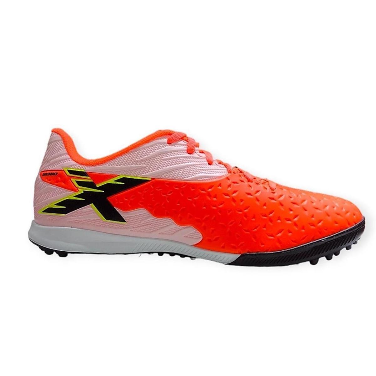 Imagem 1 do produto Chuteira Futebol Society Gênio 4 Coral/Branco/Preto Oxn