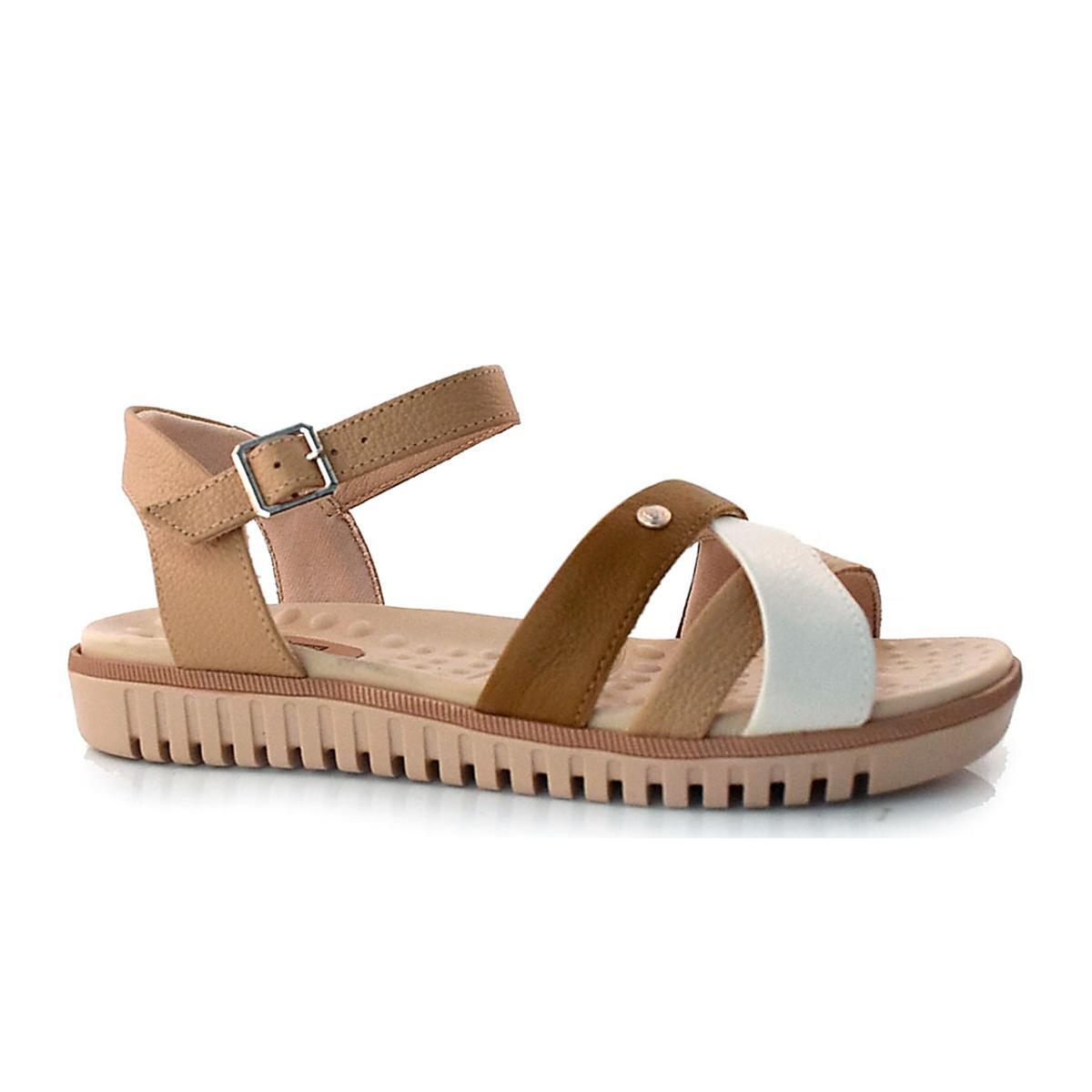 Imagem 1 do produto Sandália Feminina Conforto Couro Nude Comfortflex