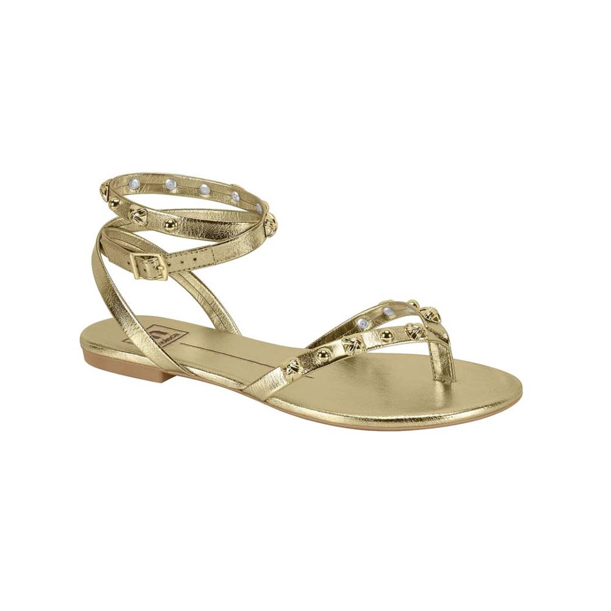 Imagem 1 do produto Sandália Rasteira Metalizada Spike Moleca 022046