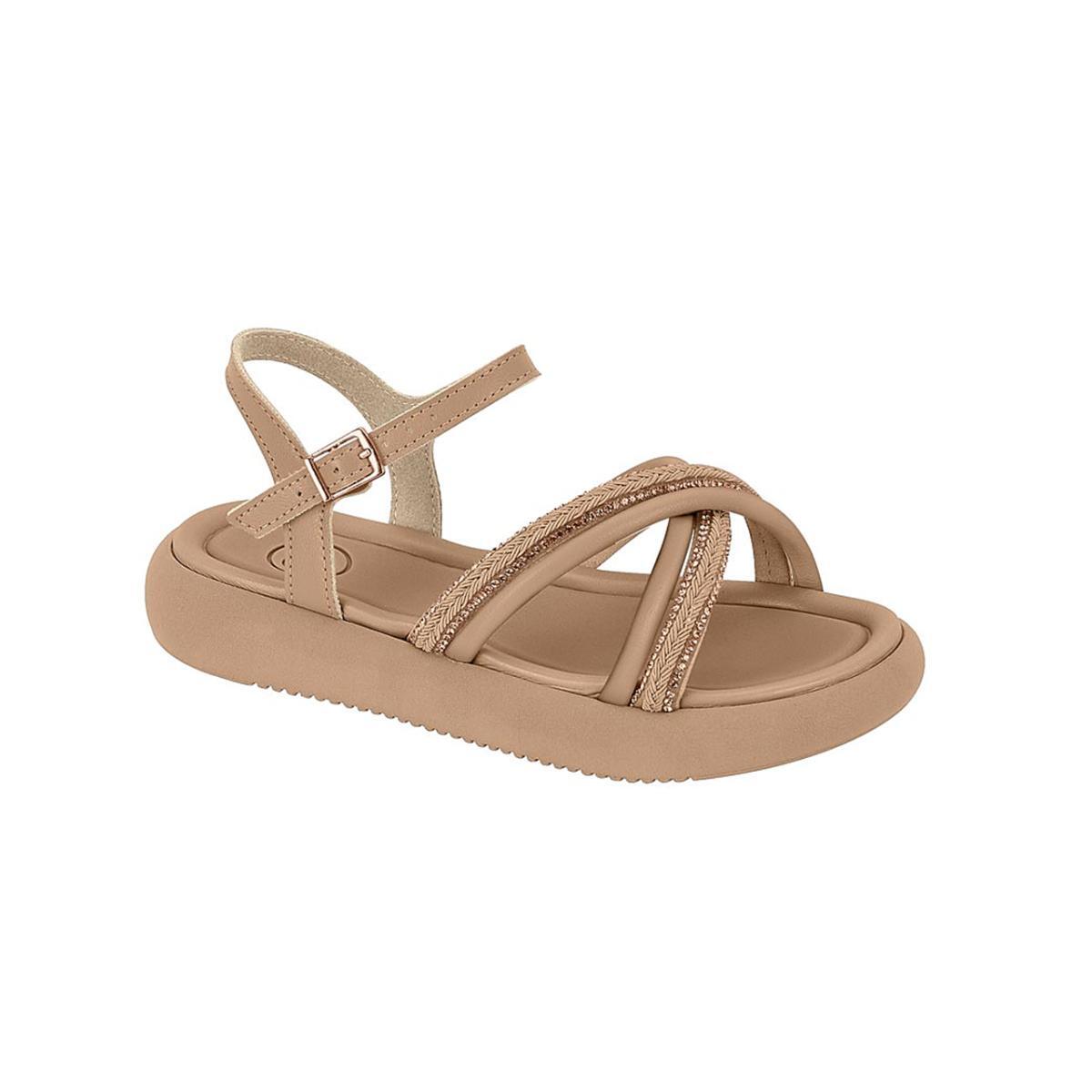 Imagem 1 do produto Sandália Infantil Tira Cruzada Strass Nude Molekinha 020657