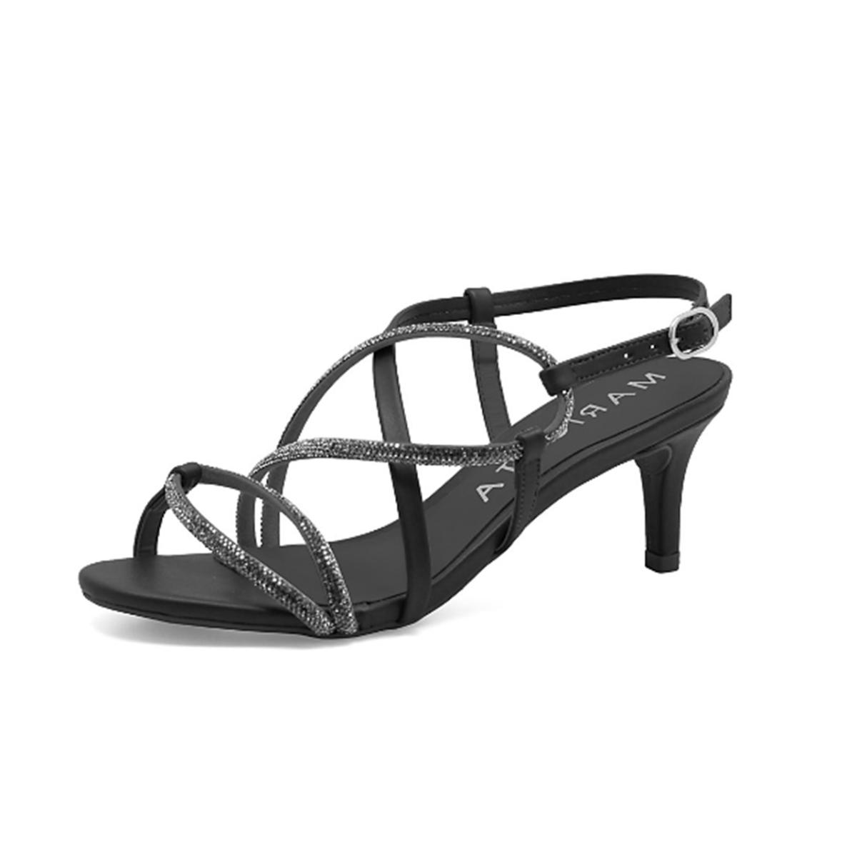 Imagem 2 do produto Sandália Salto Médio Fino Strass Mariotta 022337