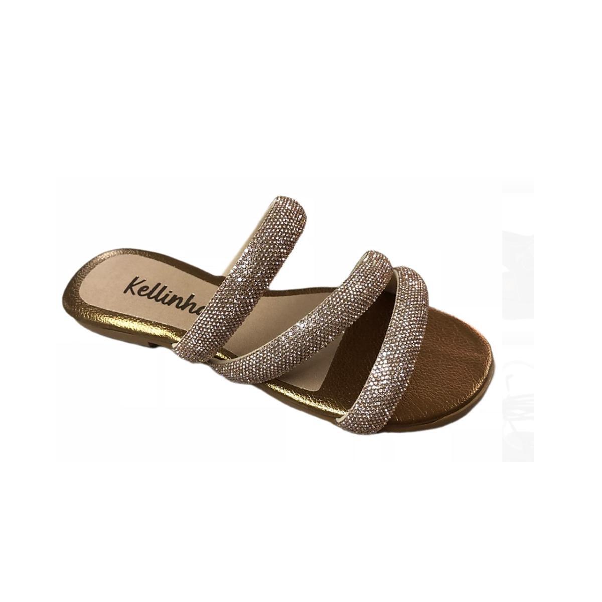 Imagem 1 do produto Rasteirinha Infantil Tiras Strass Kellinha 019832