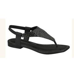 Thumbnail 1 do produto Sandalia Rasteira Feminina Strass Mandala Preta Beia Rio
