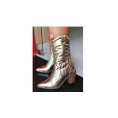 Thumbnail 2 do produto Bota Feminina Western Metalizada Ouro Vizzano 020967
