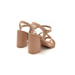 Thumbnail 3 do produto Sandália Feminina Salto Grosso Strass Ramarim 020569