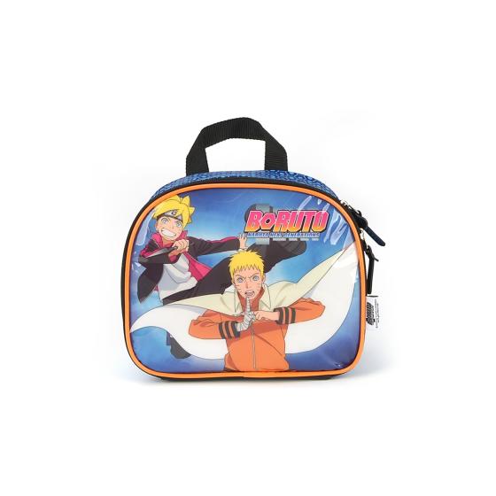 Lancheira Escolar Térmica Boruto Preto/Laranja Luxcel