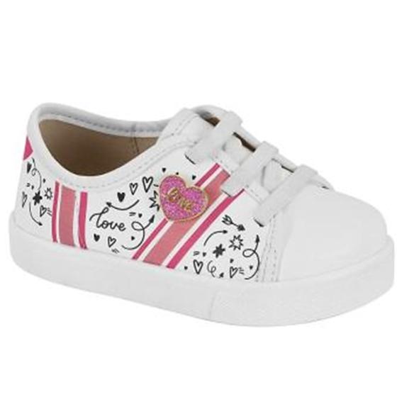 Tenis Infantil Branco/Coral Love Estampado Molekinha