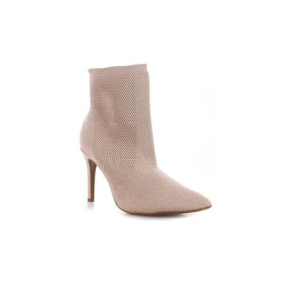 Bota Feminina Knit Salto Fino Nude Bebecê