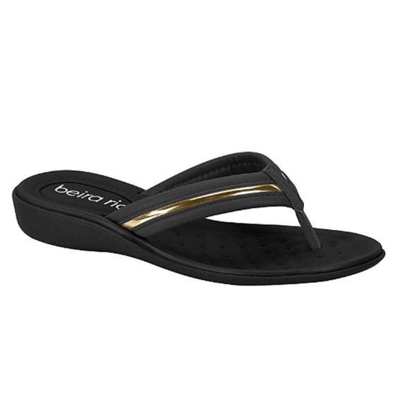 Tamanco Anabela Feminino Conforto Preto/Dourado Beira Rio