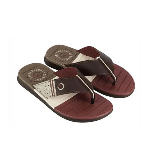 Chinelo Masculino Dedo Sevilha Marrom/Bordo Cartago