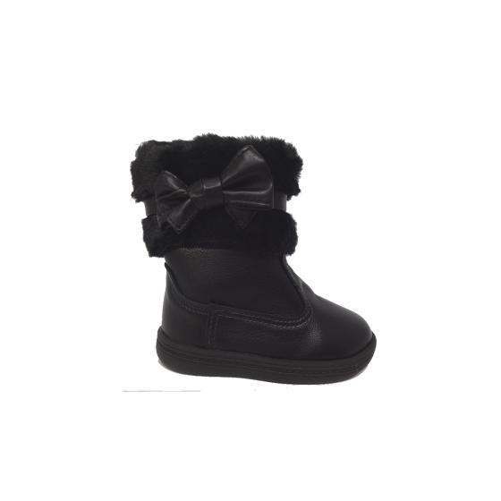 Bota Feminina Infantil Pelinho Laço Preta Molekinha