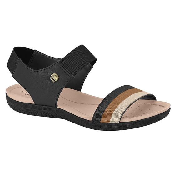 Sandália Feminina Ultraconforto Calce Fácil Preta/Camel/Creme Modare
