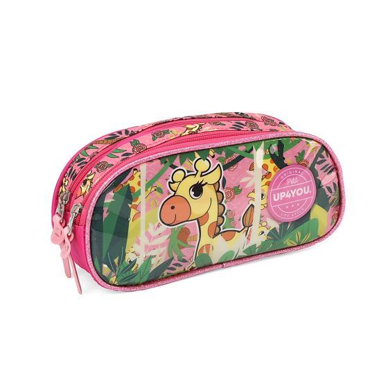 Estojo Duplo Infantil Girafa Rosa Up4you