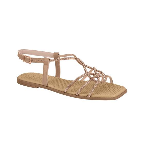 Sandália Rasteira Tiras Strass Moleca 022981