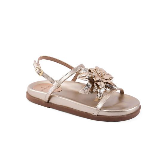 Sandália Papete Mavie Metalizado Ouro La Femme 022226