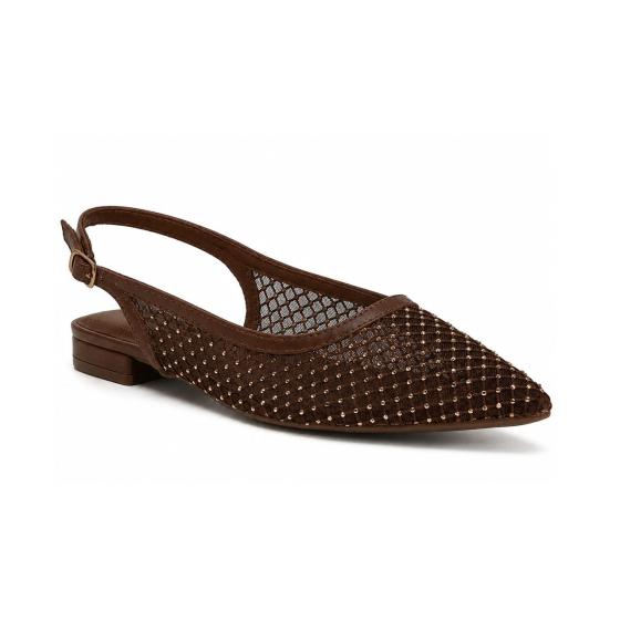 Sapatilha Slingback Bico Fino Tela/Strass Via Marte 022993